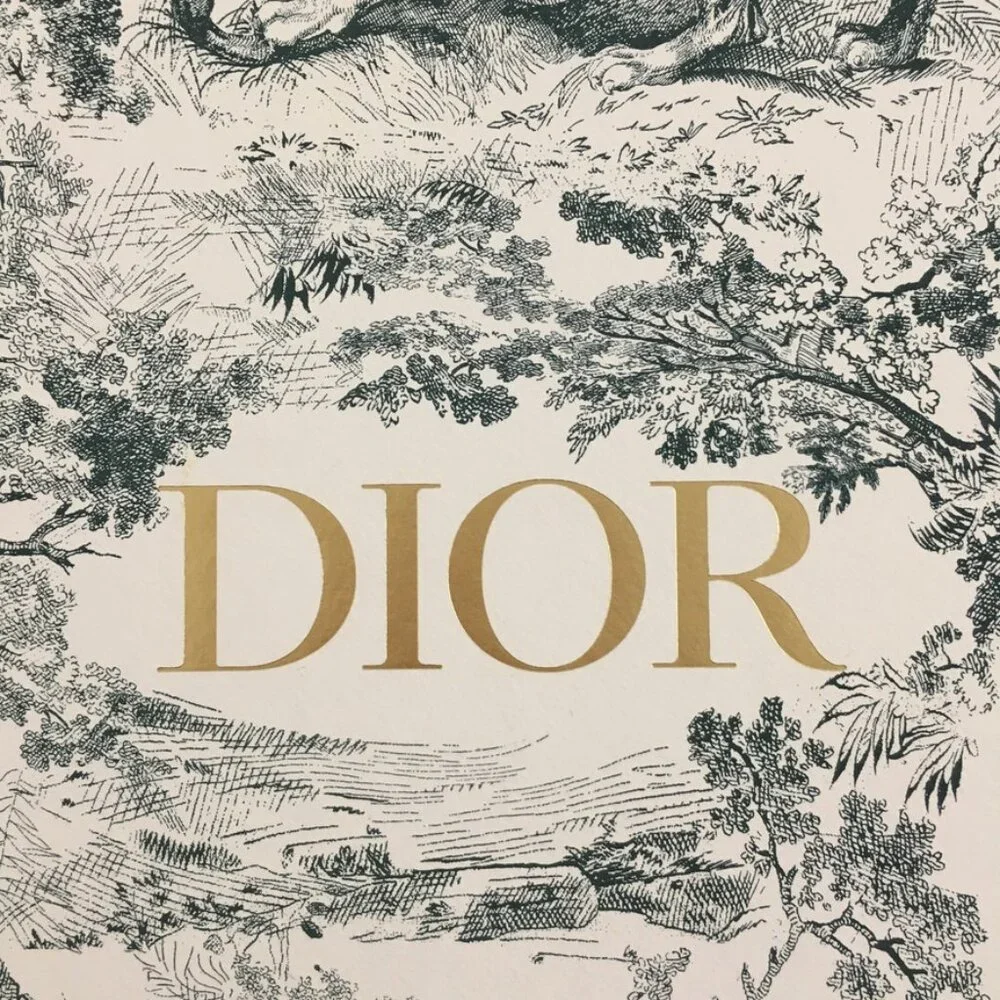 DIOR Empty Gift Box Hard Paper Green Animal Prints Squared Flat Accessory Box